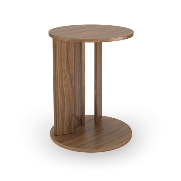 Okrągły stolik z blatem w dekorze drewna orzechowego ø 50 cm Nora – TemaHome-image-2