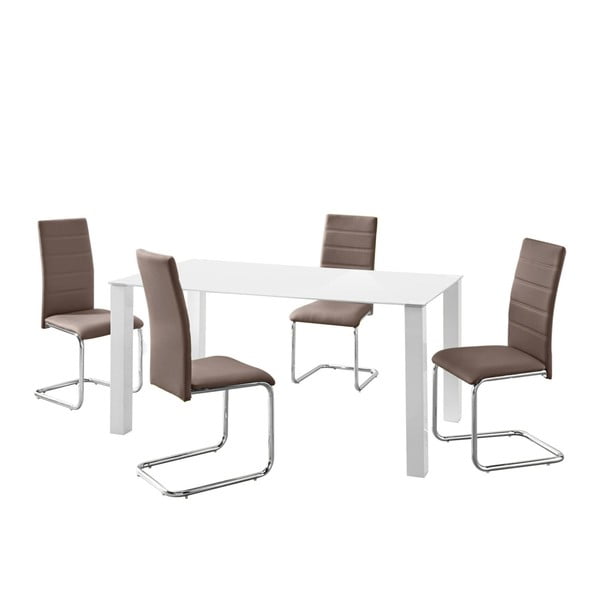 Zestaw stołu i 4 brązowych krzeseł Støraa Naral