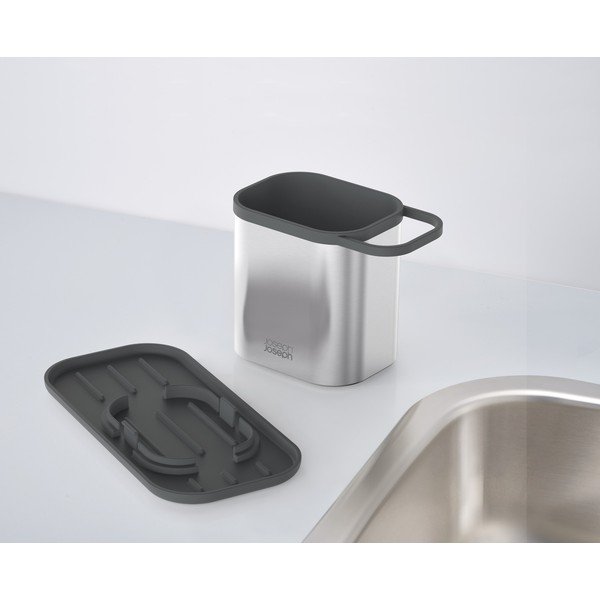 Metalowy stojak na akcesoria do mycia naczyń w kolorze srebra z połyskiem Duo Steel – Joseph Joseph-image-4