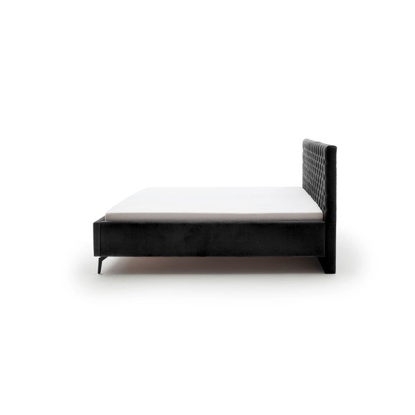 Czarne tapicerowane łóżko dwuosobowe ze schowkiem ze stelażem 180x200 cm La Maison – Meise Möbel-image-3