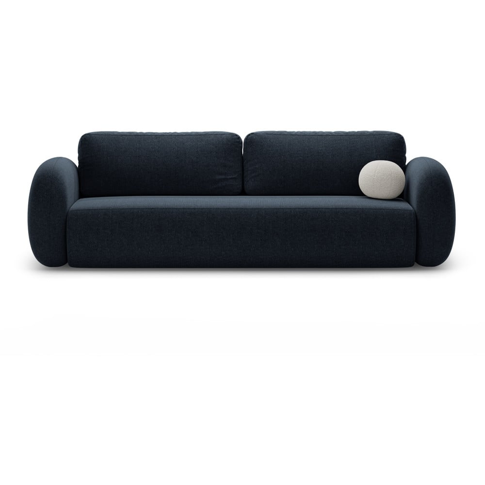 Ciemnoniebieska rozkładana/ze schowkiem sofa z tkaniny szenilowej 262 cm Tonale – Cosmopolitan Design