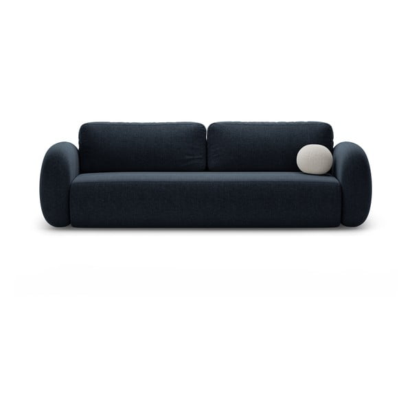 Ciemnoniebieska rozkładana/ze schowkiem sofa z tkaniny szenilowej 262 cm Tonale – Cosmopolitan Design