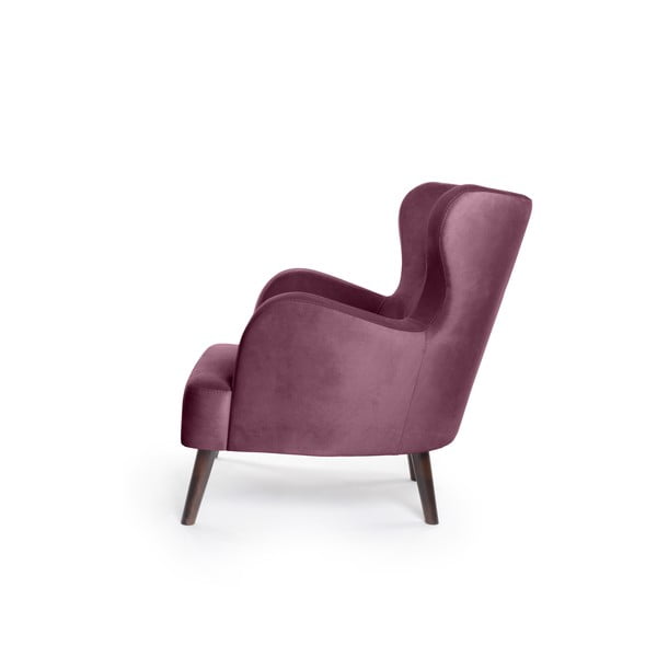 Fioletowy aksamitny fotel typu uszak Noemye – Bonami Selection-image-3