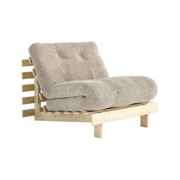 Kremowy rozkładany sztruksowy fotel futon Roots – Karup