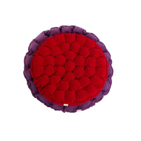 Ciemnoczerwona poduszka do siedzenia wypełniona piłeczkami do masażu Linda Vrňáková Bloom, Ø 65 cm-image-3