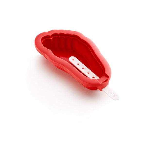Czerwona silikonowa forma do lodów w kształcie stopy Lékué Iconic-image-1