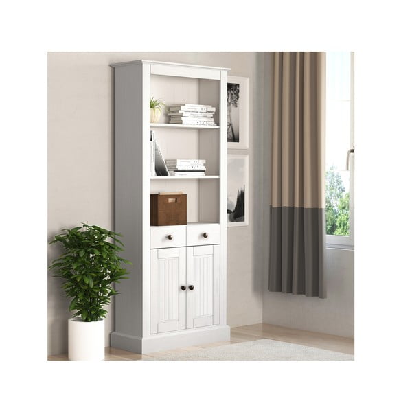 Biały regał z litego drewna sosnowego 181x31 cm Mille – Støraa-image-1