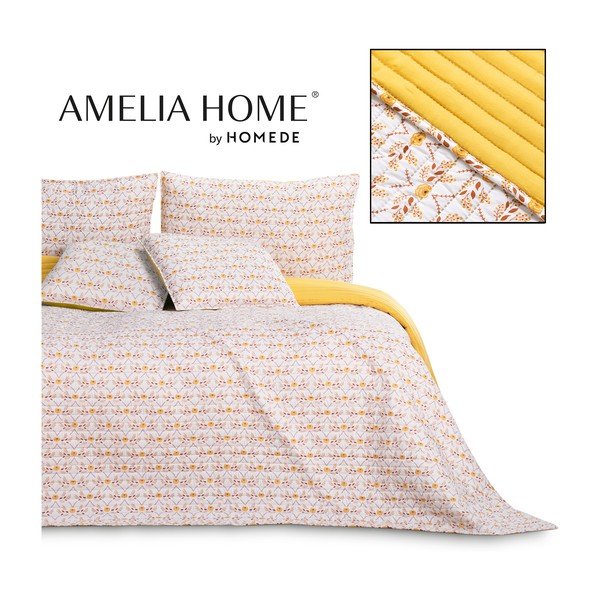 Żółta narzuta na łóżko dwuosobowe 200x220 cm Folky – AmeliaHome-image-4