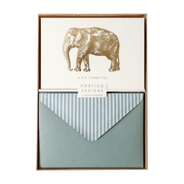 Zestaw 10 kart okolicznościowych Portico Designs FOIL Big Elephant
