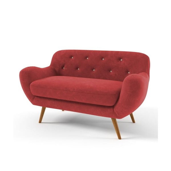 Czerwona
  sofa dwuosobowa z jasnobeżowymi guzikami Wintech Zefir Sun 