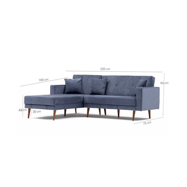 Niebieskoszara sofa rozkładana Dublin, lewostronny-image-1