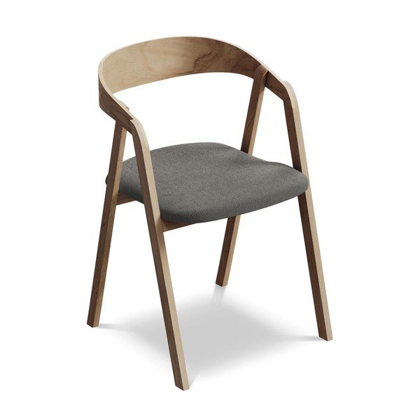 Szary fotel jadalniany z litego drewna Erika – Makamii