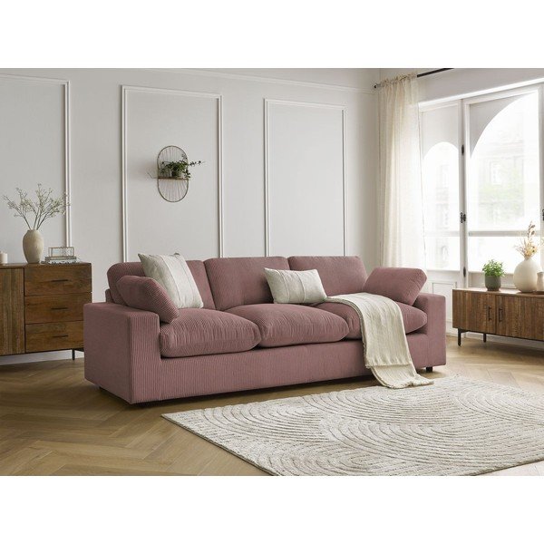 Różowa sztruksowa sofa 250 cm Belair – Bobochic Paris-image-4
