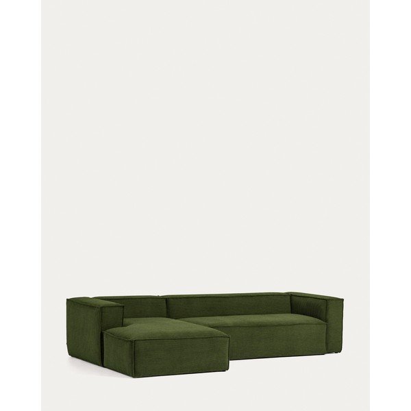 Zielony sztruksowy narożnik (lewostronny/z szezlongiem) Blok – Kave Home-image-2