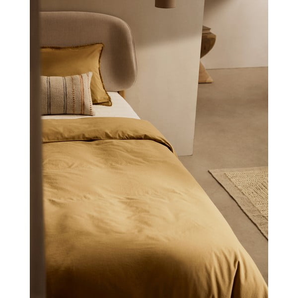 Musztardowa pościel dwuosobowa z perkalu bawełnianego 260x240 cm Sifinia – Kave Home-image-2