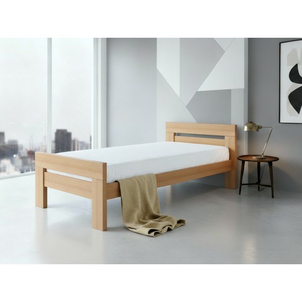 Łóżko jednoosobowe z litego drewna bukowego ze stelażem 90x200 cm w naturalnym kolorze Fiorentino – B.E.S.-image-1