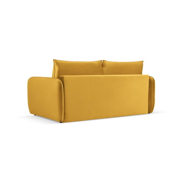 Musztardowa aksamitna rozkładana sofa 194 cm Vienna – Cosmopolitan Design-image-3