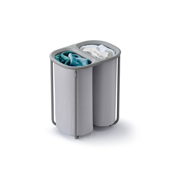 Jasnoszary tekstylny kosz na pranie 2x40 l Duo – Joseph Joseph