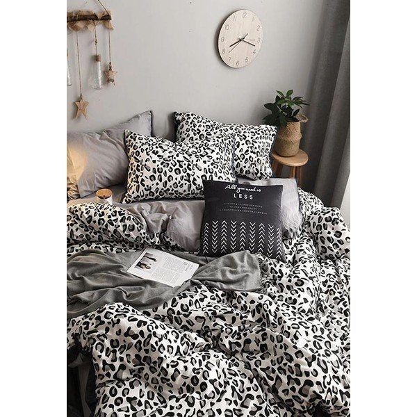 Biało-szara bawełniana pościel dwuosobowa z prześcieradłem 200x220 cm – Mila Home-image-2