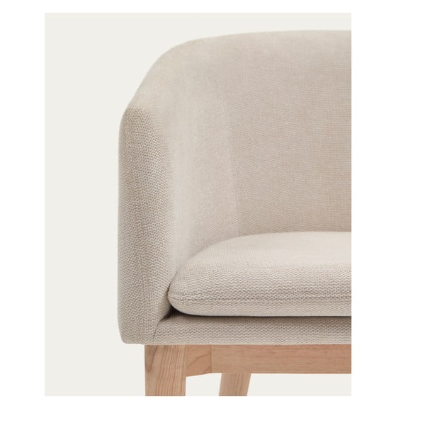 Kremowy tapicerowany fotel jadalniany z podłokietnikami Harlan – Kave Home-image-2