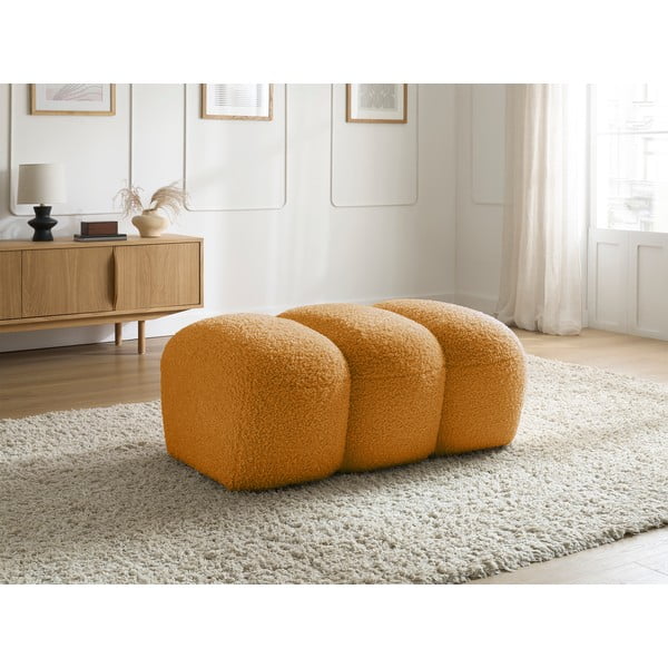 Musztardowy podnóżek z materiału bouclé Hippolyte – Bobochic Paris-image-1