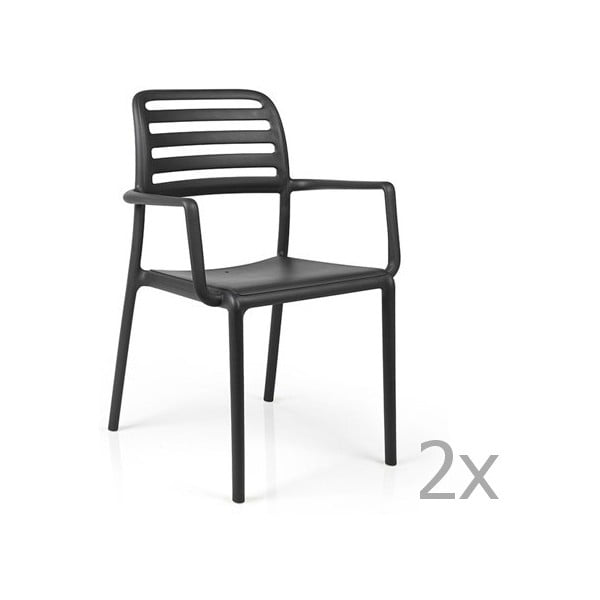 Zestaw 2 antracytowych krzeseł ogrodowych Nardi Costa