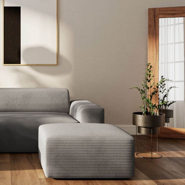 Szary sztruksowy narożnik (lewostronny/z szezlongiem) Villet – Rodier-image-4