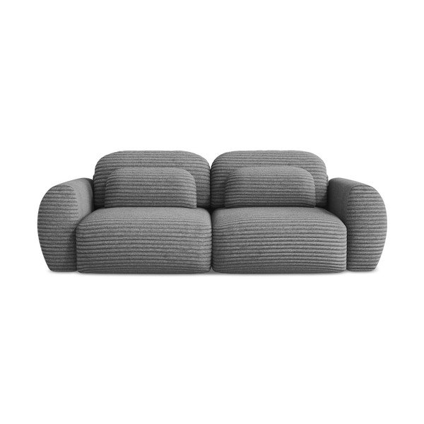 Ciemnoszara sztruksowa rozkładana sofa ze schowkiem 266 cm Kini – Makamii