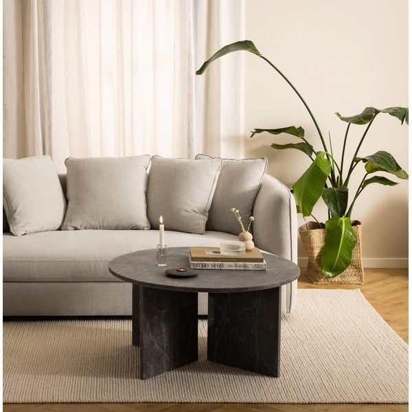 Szary marmurowy okrągły stolik ø 90 cm Vega – Actona-image-1