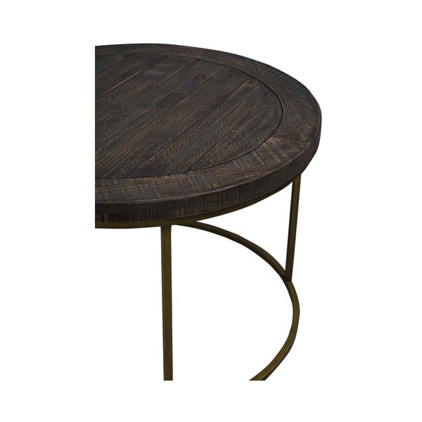 Brązowy okrągły drewniany stolik Rowico Dalton-image-1