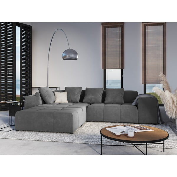 Szara aksamitna poduszka do sofy modułowej Rome Velvet – Cosmopolitan Design-image-4