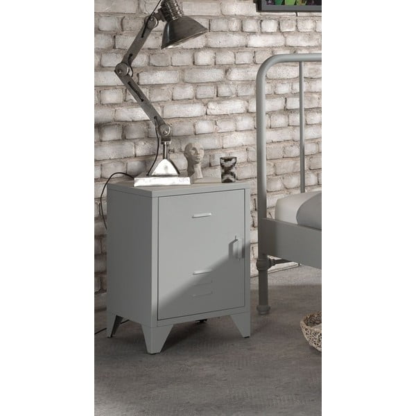 Szara metalowa szafka nocna Bronxx – Vipack-image-1