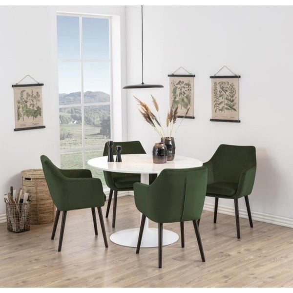 Zielony tapicerowany fotel jadalniany z podłokietnikami Nora – Actona-image-1