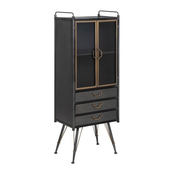 Czarna metalowa witryna 58x150 cm Brick – Ixia