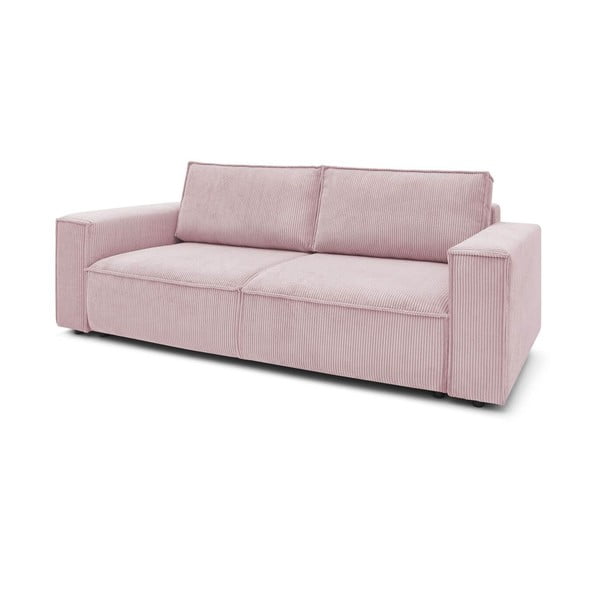 Jasnoróżowa sztruksowa rozkładana sofa 245 cm Nihad – Bobochic Paris-image-3