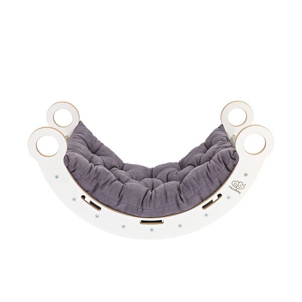 Biało-szara huśtawka z litego drewna sosnowego 39x75x38 cm Montessori – Meowbaby