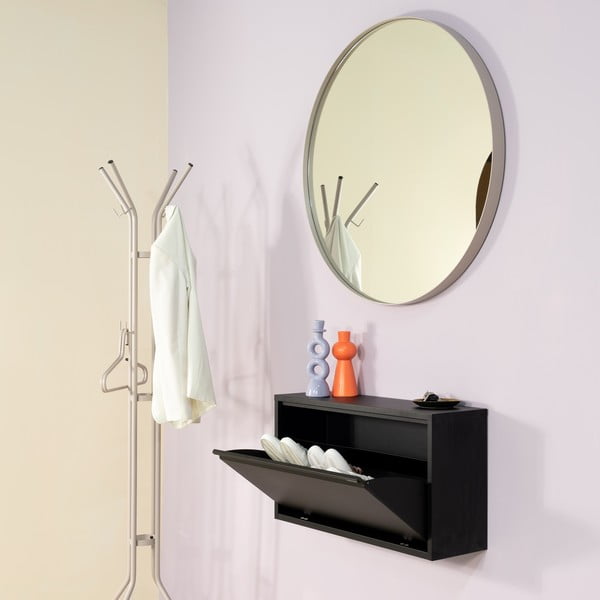 Czarna metalowa uchylna/wisząca szafka na buty 75x41x22 cm Billy – Spinder Design-image-1