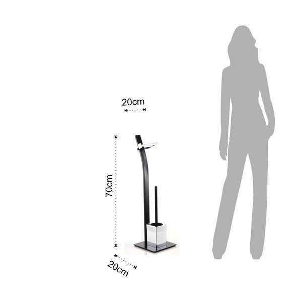 Stalowy stojak na papier toaletowy ze szczotką do WC Sayo – Tomasucci-image-3