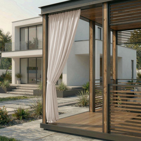 Kremowa zasłona częściowo zaciemniająca (dimout)/zewnętrzna Calisto – Filumi-image-1