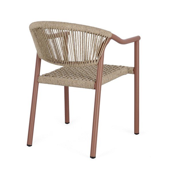 Czerwono-naturalne metalowe krzesło ogrodowe Canarias – Bizzotto-image-4