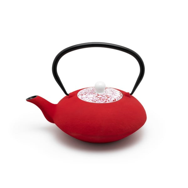 Czerwony dzbanek do herbaty z porcelanowym wieczkiem Bredemeijer Yantai, 1,2 l