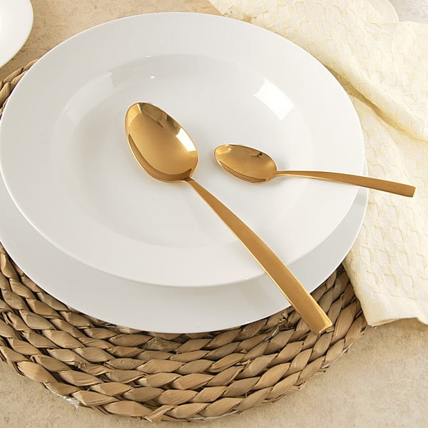 Sztućce 24 szt. ze stali nierdzewnej w kolorze złota Gold – Orion-image-4