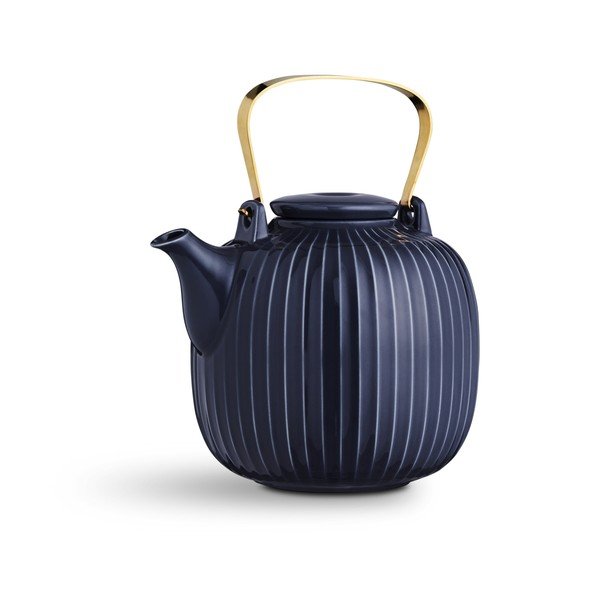 Ciemnoniebieski porcelanowy dzbanek do herbaty Kähler Design Hammershoi, 1,2 l