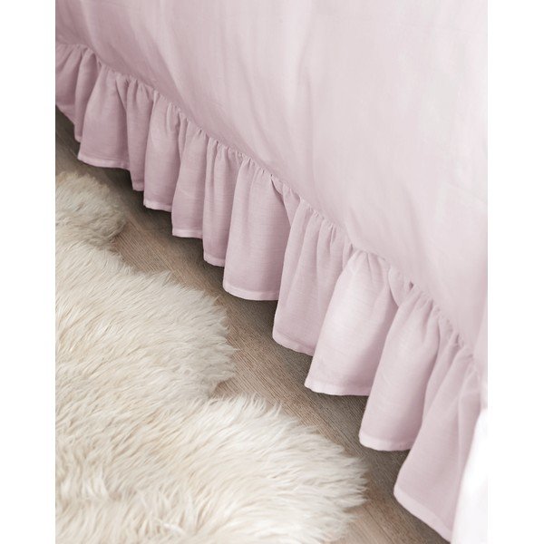 Różowa bawełniana pościel Bianca Frill, 135x200 cm-image-4