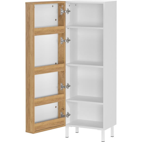 Biała wysoka/wąska szafka łazienkowa 39x120 cm Topeka – Germania-image-3