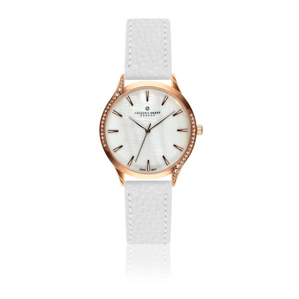 Damski zegarek z białym paskiem ze skóry naturalnej Frederic Graff Panguro