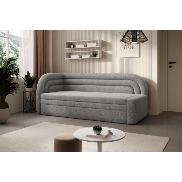 Szara rozkładana/ze schowkiem sofa z materiału bouclé lewostronna 223 cm Fabillo – ELTAP-image-3