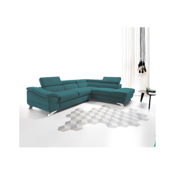Turkusowy rozkładany narożnik prawostronny Windsor & Co Sofas Gamma-image-4