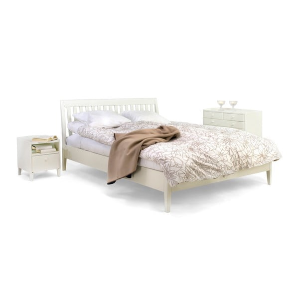 Białe łóżko wykonane ręcznie z litej brzozy Kiteen Matinea, 160x200 cm