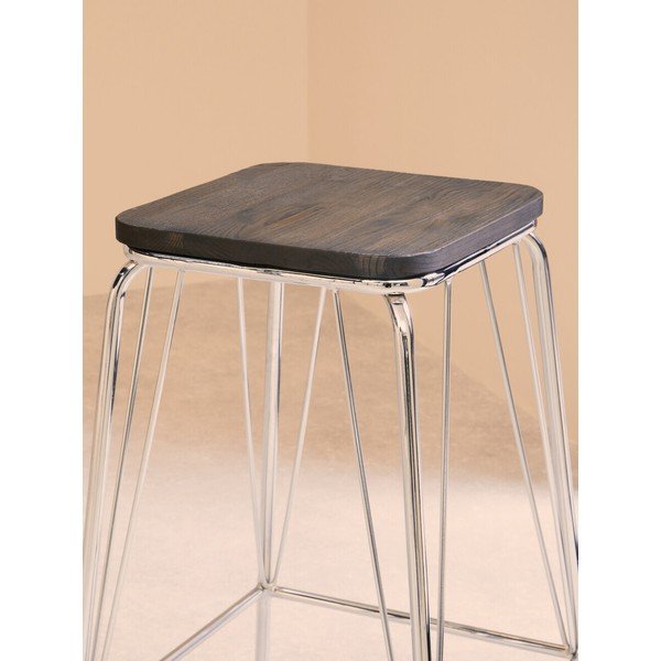 Stołek z litego drewna wiązu w kolorze srebra/w naturalnym kolorze District – Premier Housewares-image-3